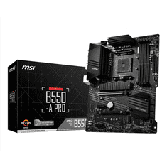 MSI MSI | B550-A PRO | Družina procesorjev AMD | Procesorska vtičnica AM4 | DDR4 DIMM | Pomnilniške reže 4 | Podprti vmesniki za trdi disk SATA, M.2 | Število priključkov SATA 6 | AMD B550 chipset | ATX