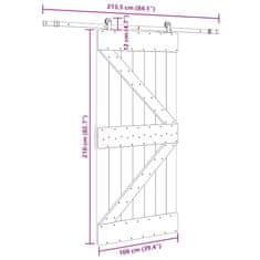 Vidaxl Drsna vrata s kompletom vodil 100x210 cm trdna borovina