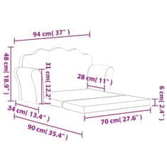 Vidaxl Raztegljiv otroški kavč dvosed krem mehak pliš