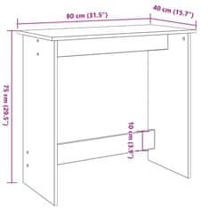 Vidaxl Pisalna miza bela 80x40x75 cm iverna plošča