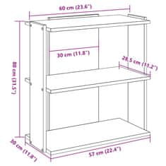 Vidaxl Knjižna omara 3-nadstropna črna 60x30x80 cm inž. les