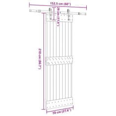 Vidaxl Drsna vrata s kompletom vodil 70x210 cm trdna borovina