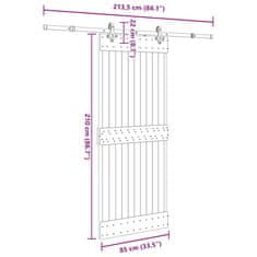 Vidaxl Drsna vrata s kompletom vodil 85x210 cm trdna borovina