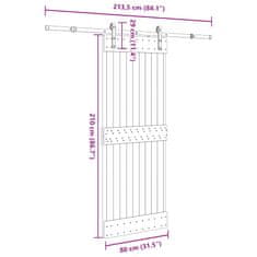 Vidaxl Drsna vrata s kompletom vodil 80x210 cm trdna borovina