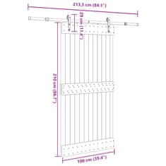 Vidaxl Drsna vrata s kompletom vodil 100x210 cm trdna borovina