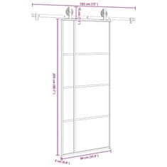 Vidaxl Drsna vrata z opremo 90x205 cm ESG steklo in aluminij