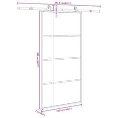 Vidaxl Drsna vrata z opremo 102,5x205 cm ESG steklo in aluminij