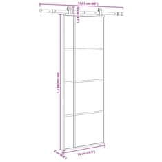 Vidaxl Drsna vrata z opremo 76x205 cm ESG steklo in aluminij