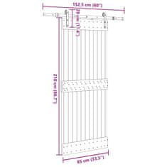 Vidaxl Drsna vrata s kompletom vodil 85x210 cm trdna borovina