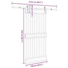 Vidaxl Drsna vrata s kompletom vodil 100x210 cm trdna borovina