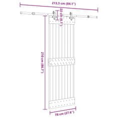 Vidaxl Drsna vrata s kompletom vodil 70x210 cm trdna borovina