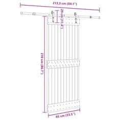 Vidaxl Drsna vrata s kompletom vodil 85x210 cm trdna borovina