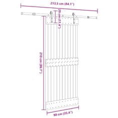 Vidaxl Drsna vrata s kompletom vodil 90x210 cm trdna borovina