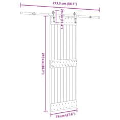 Vidaxl Drsna vrata s kompletom vodil 70x210 cm trdna borovina