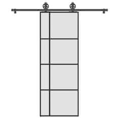 Vidaxl Drsna vrata z opremo 76x205 cm ESG steklo in aluminij