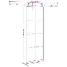 Vidaxl Drsna vrata z opremo 76x205 cm ESG steklo in aluminij