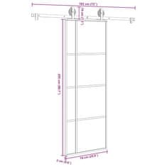 Vidaxl Drsna vrata z opremo 76x205 cm ESG steklo in aluminij