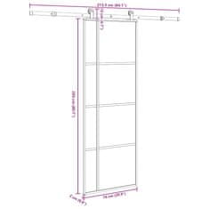 Vidaxl Drsna vrata z opremo 76x205 cm ESG steklo in aluminij