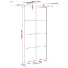 Vidaxl Drsna vrata z opremo 102,5x205 cm ESG steklo in aluminij