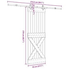 Vidaxl Drsna vrata s kompletom vodil 70x210 cm trdna borovina