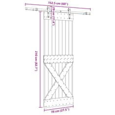 Vidaxl Drsna vrata s kompletom vodil 70x210 cm trdna borovina