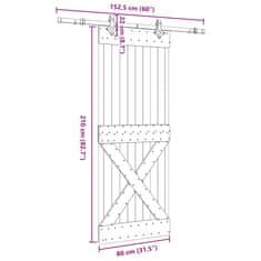 Vidaxl Drsna vrata s kompletom vodil 80x210 cm trdna borovina