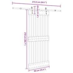 Vidaxl Drsna vrata s kompletom vodil 90x210 cm trdna borovina