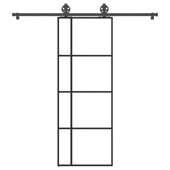 shumee vidaXL Drsna vrata z opremo 76x205 cm ESG steklo in aluminij