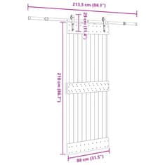 Vidaxl Drsna vrata s kompletom vodil 80x210 cm trdna borovina