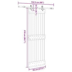 Vidaxl Drsna vrata s kompletom vodil 70x210 cm trdna borovina