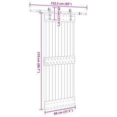 Vidaxl Drsna vrata s kompletom vodil 80x210 cm trdna borovina