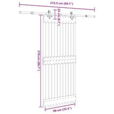 Vidaxl Drsna vrata s kompletom vodil 90x210 cm trdna borovina