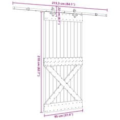 Vidaxl Drsna vrata s kompletom vodil 95x210 cm trdna borovina