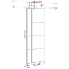 Vidaxl Drsna vrata z opremo 76x205 cm ESG steklo in aluminij