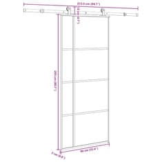 Vidaxl Drsna vrata z opremo 90x205 cm ESG steklo in aluminij