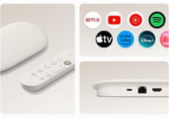 Google TV Streamer 4K, HDR10, Dolby Vision Atmos, 4GB+32GB, glasovni daljinec, bel (Porcelain)