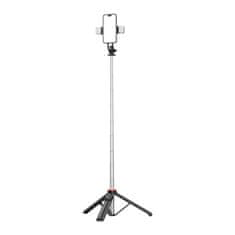 MG Telescopic Bluetooth selfie stick z LED lučko 1.3m, črna