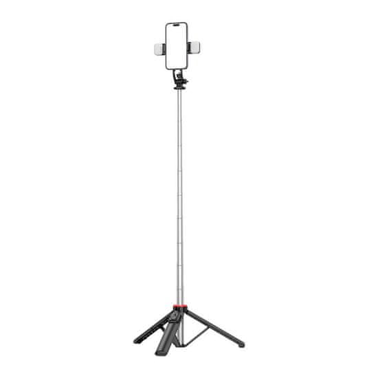 MG Telescopic Bluetooth selfie stick z LED lučko 1.3m, črna