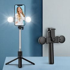 MG Telescopic Bluetooth selfie stick z LED lučko 0.71m, črna