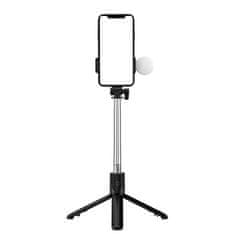 MG Telescopic Bluetooth selfie stick z LED lučko 0.71m, črna