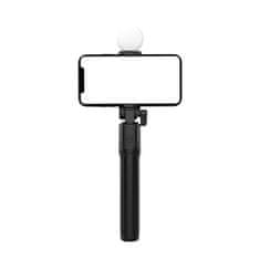 MG Telescopic Bluetooth selfie stick z LED lučko 1m, črna