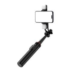 MG Tripod Bluetooth selfie stick z LED lučko 1.3m, črna