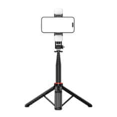 MG Tripod Bluetooth selfie stick z LED lučko 1.3m, črna