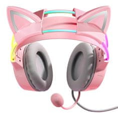 Onikuma ONIKUMA X15Pro Gaming slušalke Pink/Cat Ears