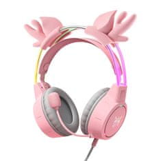 Onikuma ONIKUMA X15Pro Gaming slušalke Pink/Deer Horns