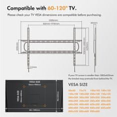 VonHaus 60-120'' fiksen TV stenski nosilec do 120kg