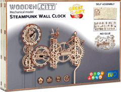 Wooden city 3D Steampunk stenska ura Puzzle 269 kosov