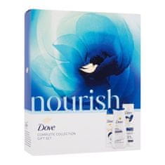 Dove Nourish Gift Set Set gel za prhanje Advanced Care Deeply Nourishing 225 ml + losjon za telo Essential Care 250 ml + antiperspirant Advanced Care Original 72H 150 ml za ženske