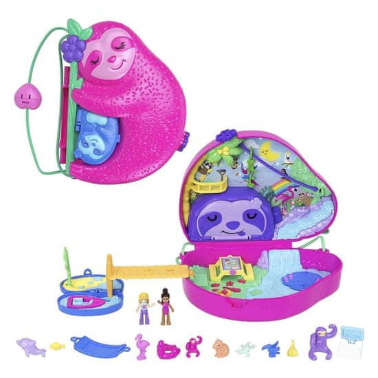 Polly Pocket Mattel : Torba s plišastimi lenuhi 2 v 1 (HRD40)