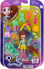 Polly Pocket Mattel Lutka s športnim paketom za skejtanje s hišnim ljubljenčkom (HKV90)